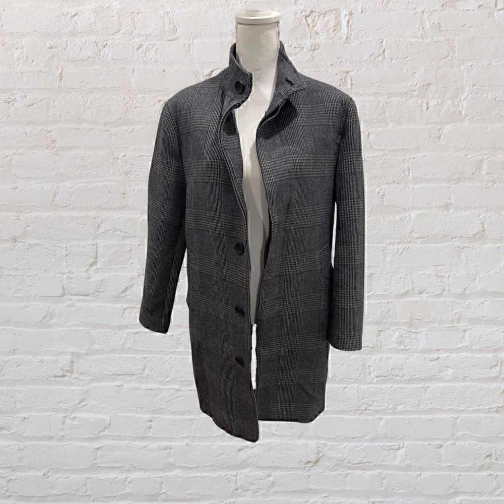 Zara Gray Plaid Stripes Men’s Relaxed Fit Coat Size S